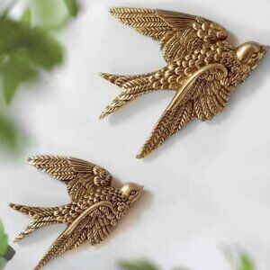 Gold Bird Wall Decor Set Of 2, Retro Inspired, NWT